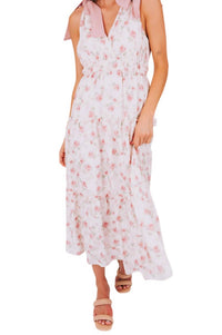 One Loved Babe - Floral Ribbon Tie Dress