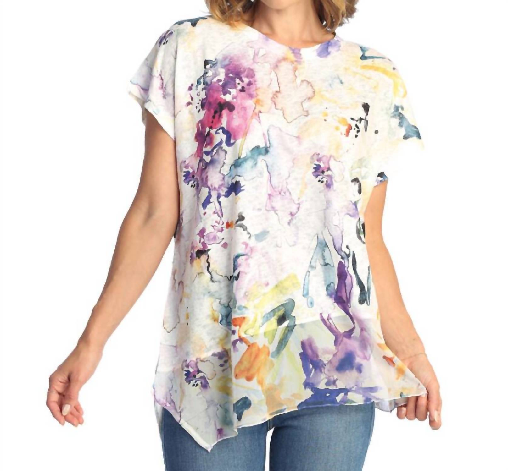 Jess & Jane - Fanciful Light Knit Asymmetric Top