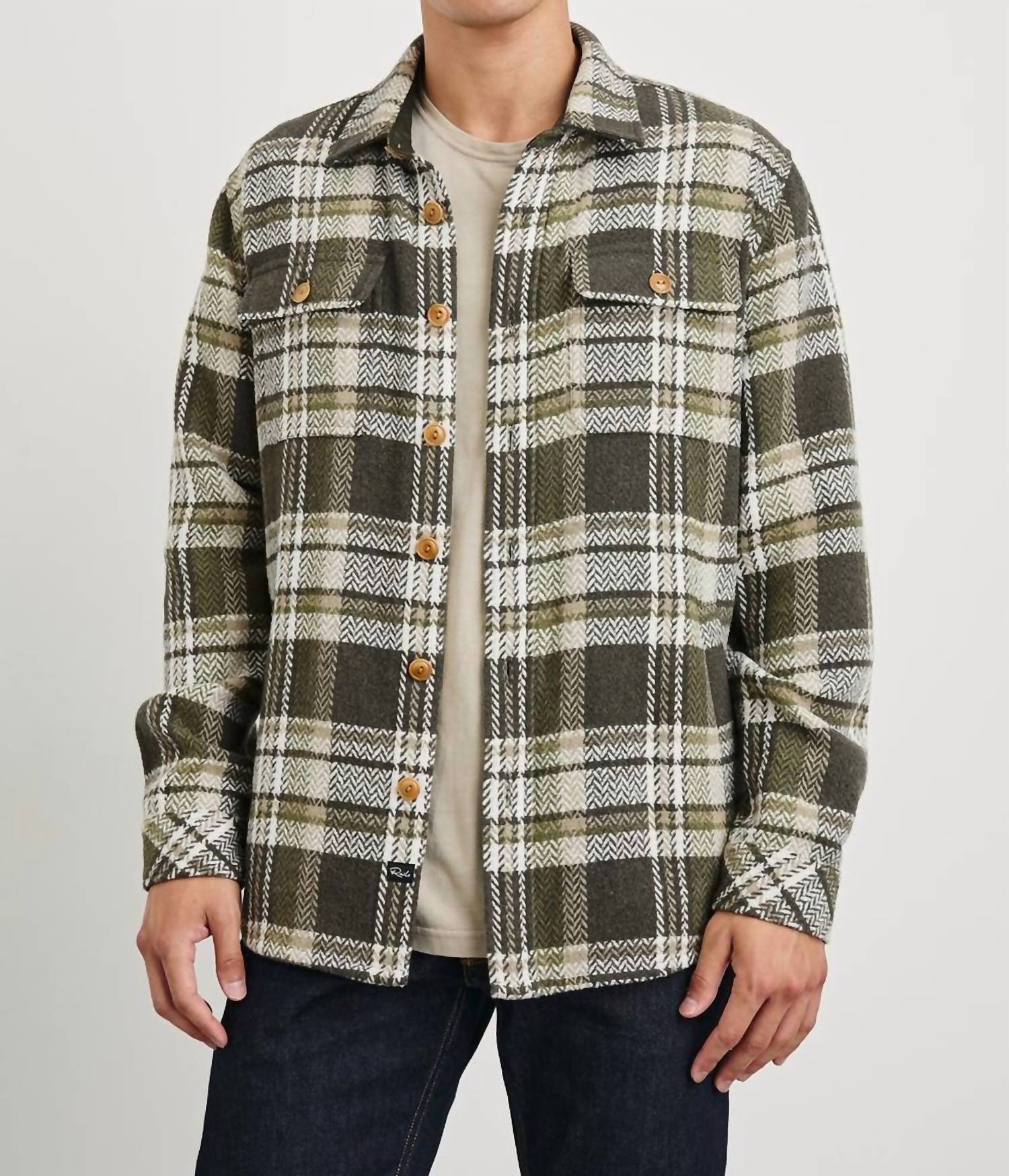 Rails Berkshire Flannel Shirt in grape leaf cedar - men's jacket