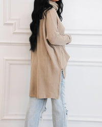 Zenana - Oversized Long Sleeves Thermal Sweater