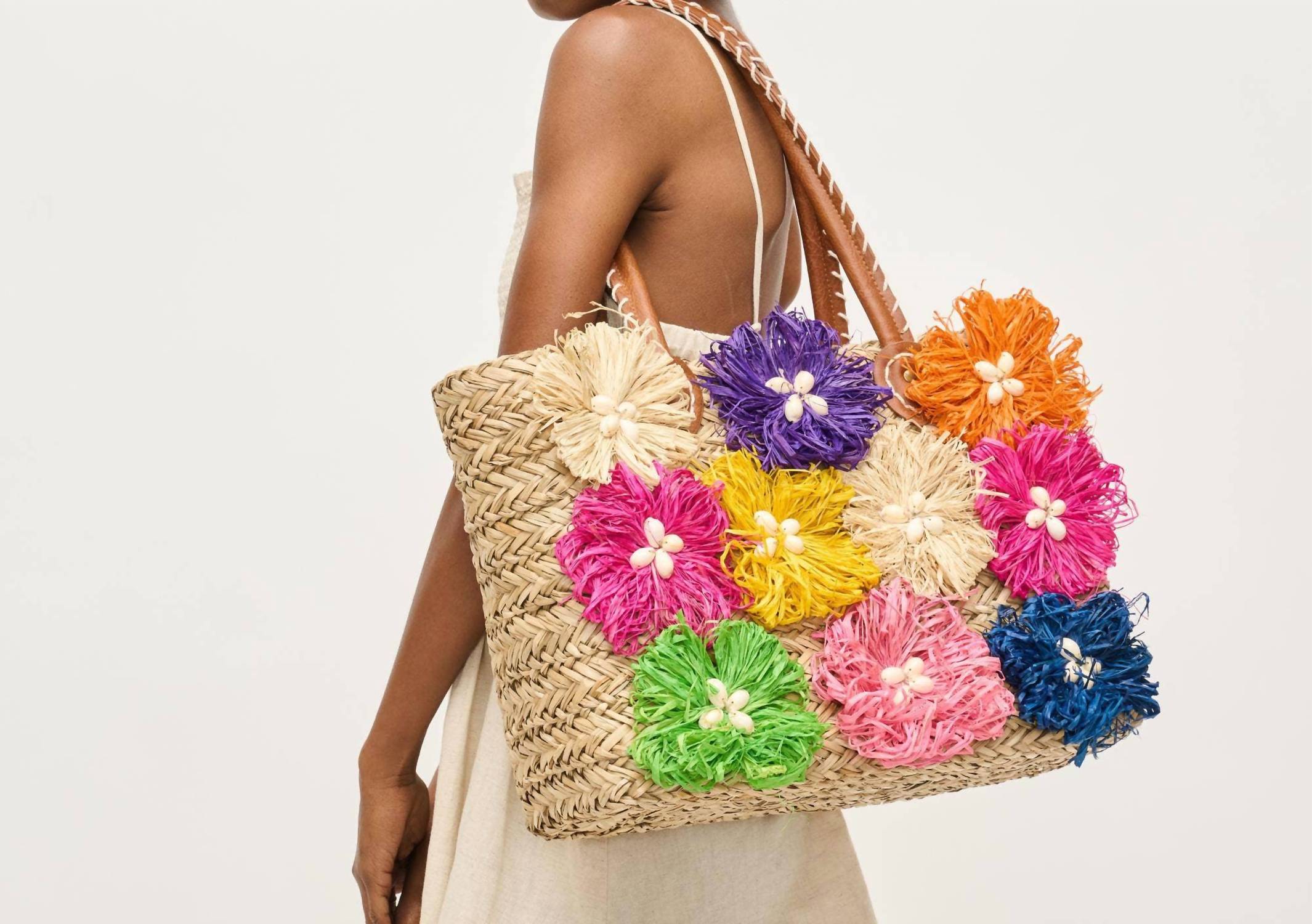 Urban Expressions - Women's Queenie Floral Straw Tote Bag