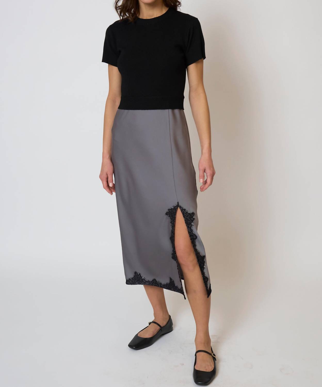 Central Park West - Celeste Lace And Sweater Combo Dress