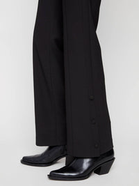 Charlie B - Crepe Flare Pants With Covered Buttons And Hem Slits
