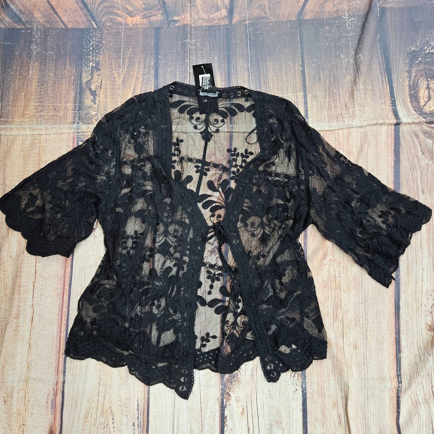 Papillon Women's Floral Embroidered Cover Up in black - women's swimwear