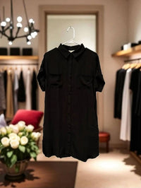 She + Sky - Hand Pockets With Cuffed Sleeves Dress