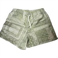 Bather Men's Paisley Lined Swim Trunks in green white - men's swimwear