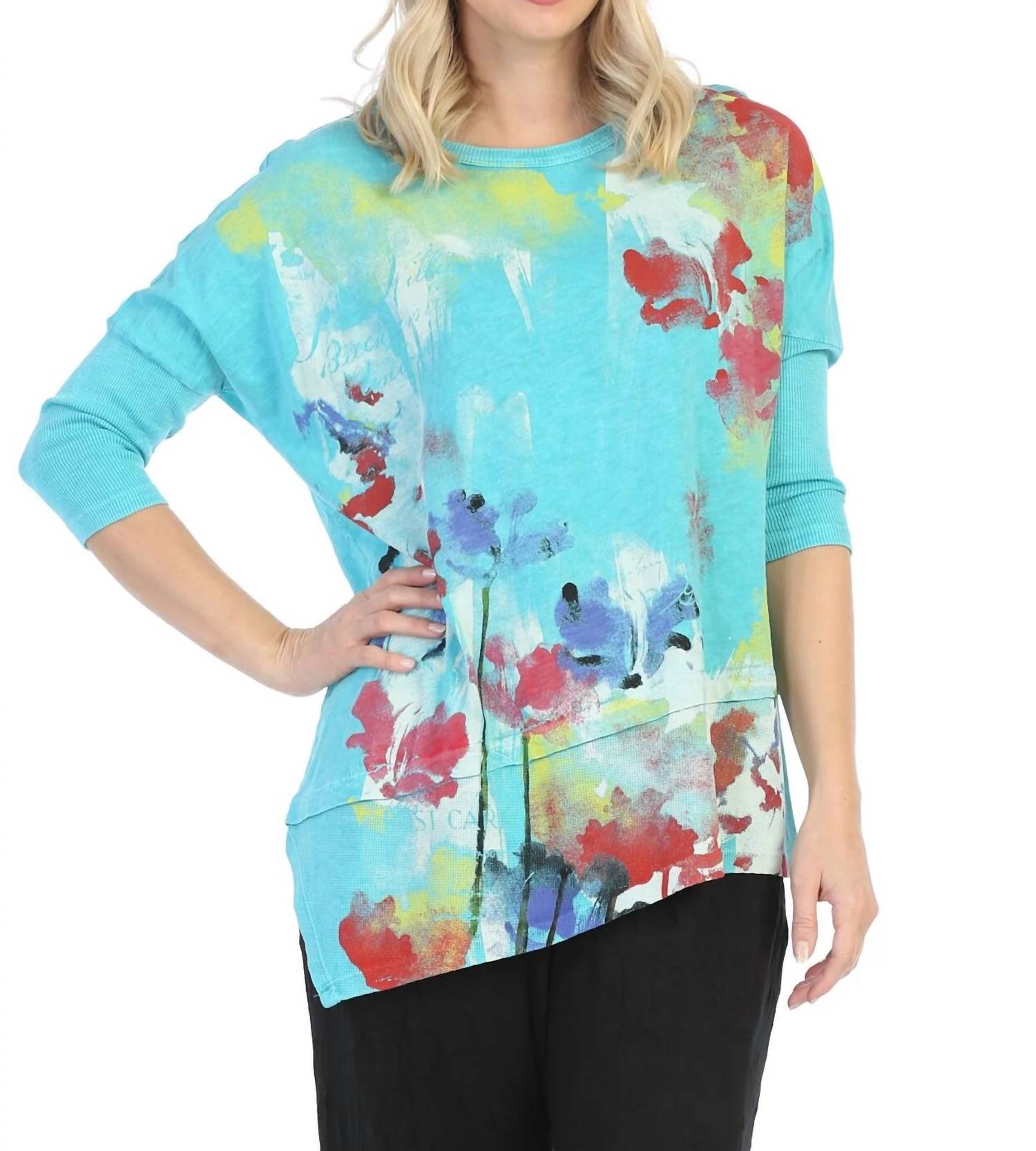 Jess & Jane - Water Color Mineral Washed Dolman Sleeve Cotton Top