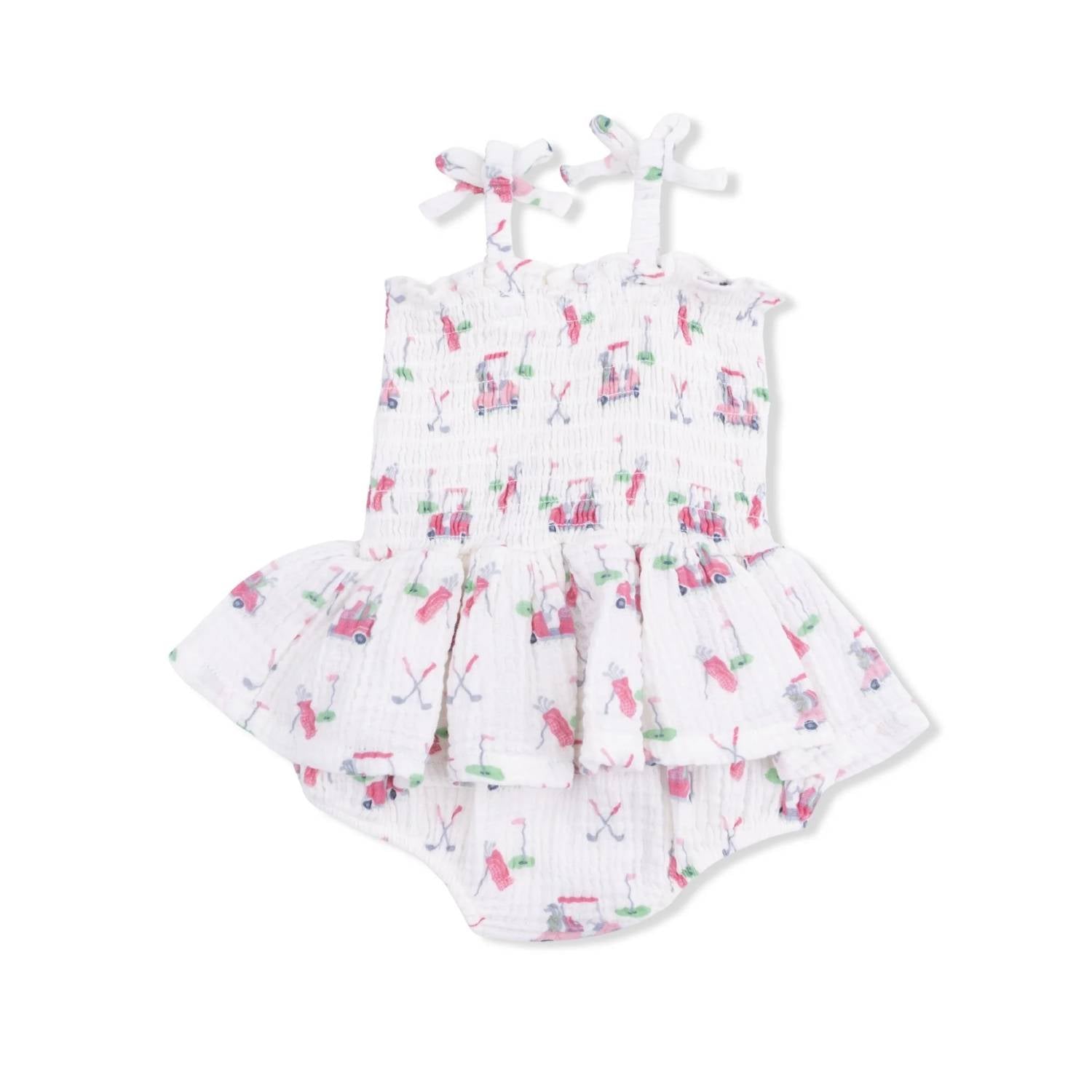 Angel Dear - Baby Girls Golf Carts Muslin Smocked Bubble With Skirt