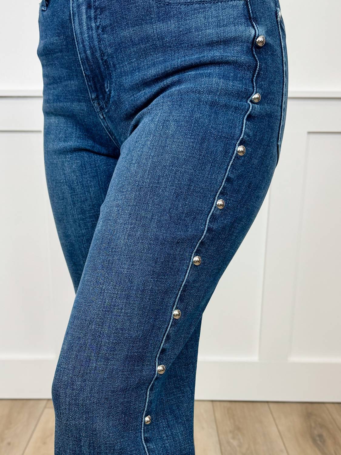 Judy Blue - Sophia High-rise Embellished Straight Leg Jeans