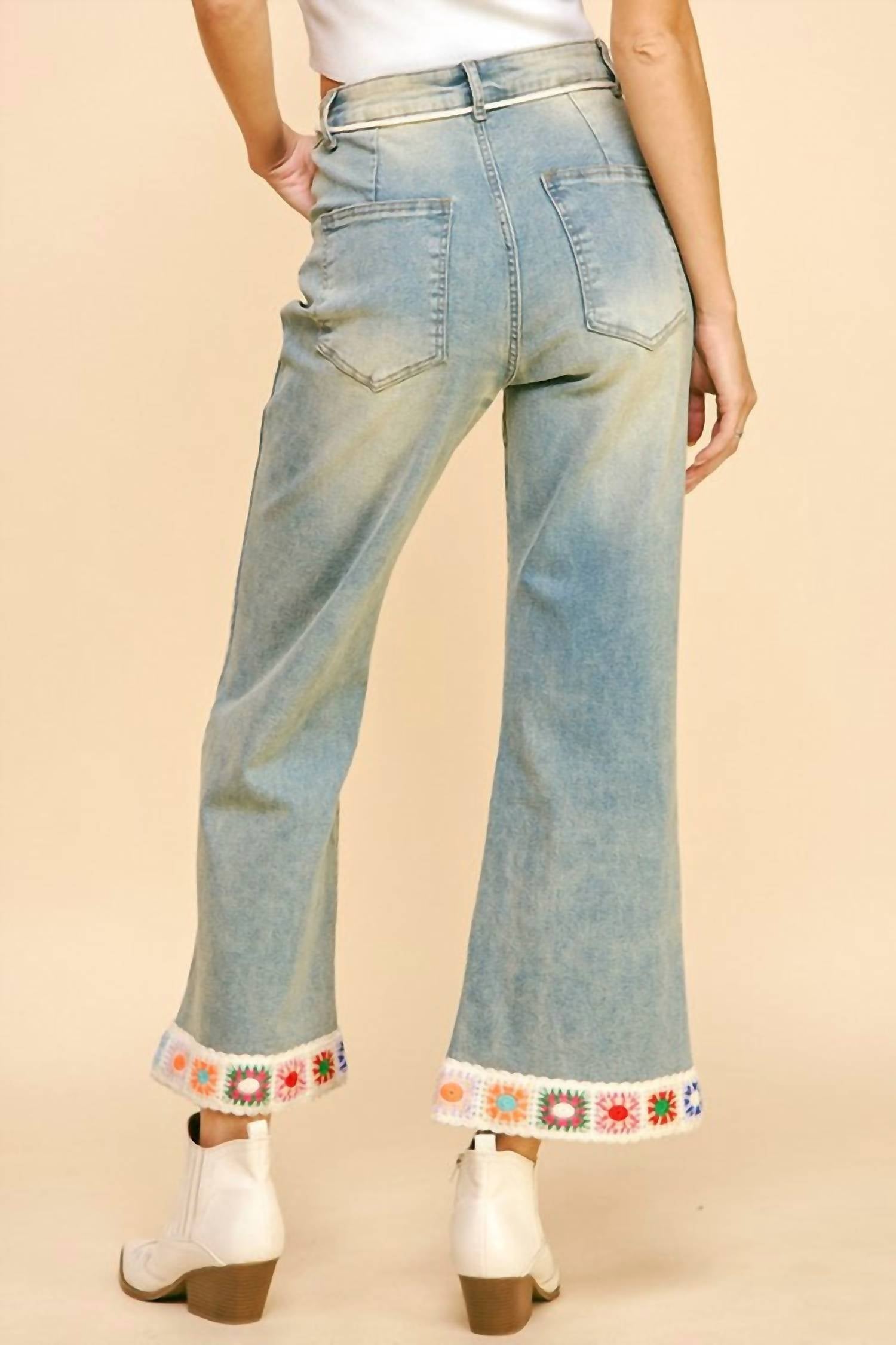 Davi & Dani - Crochet Trim Flare Jeans