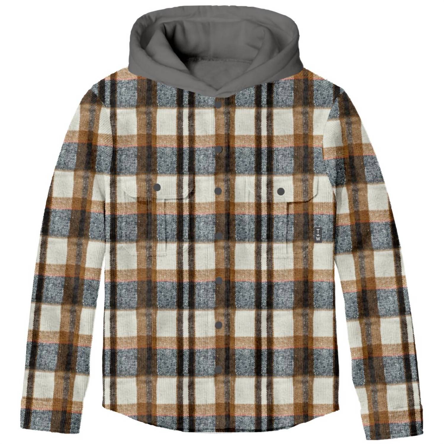 TINY WHALES Kid's Coastline Hooded Flannel Jacket in black natural - item