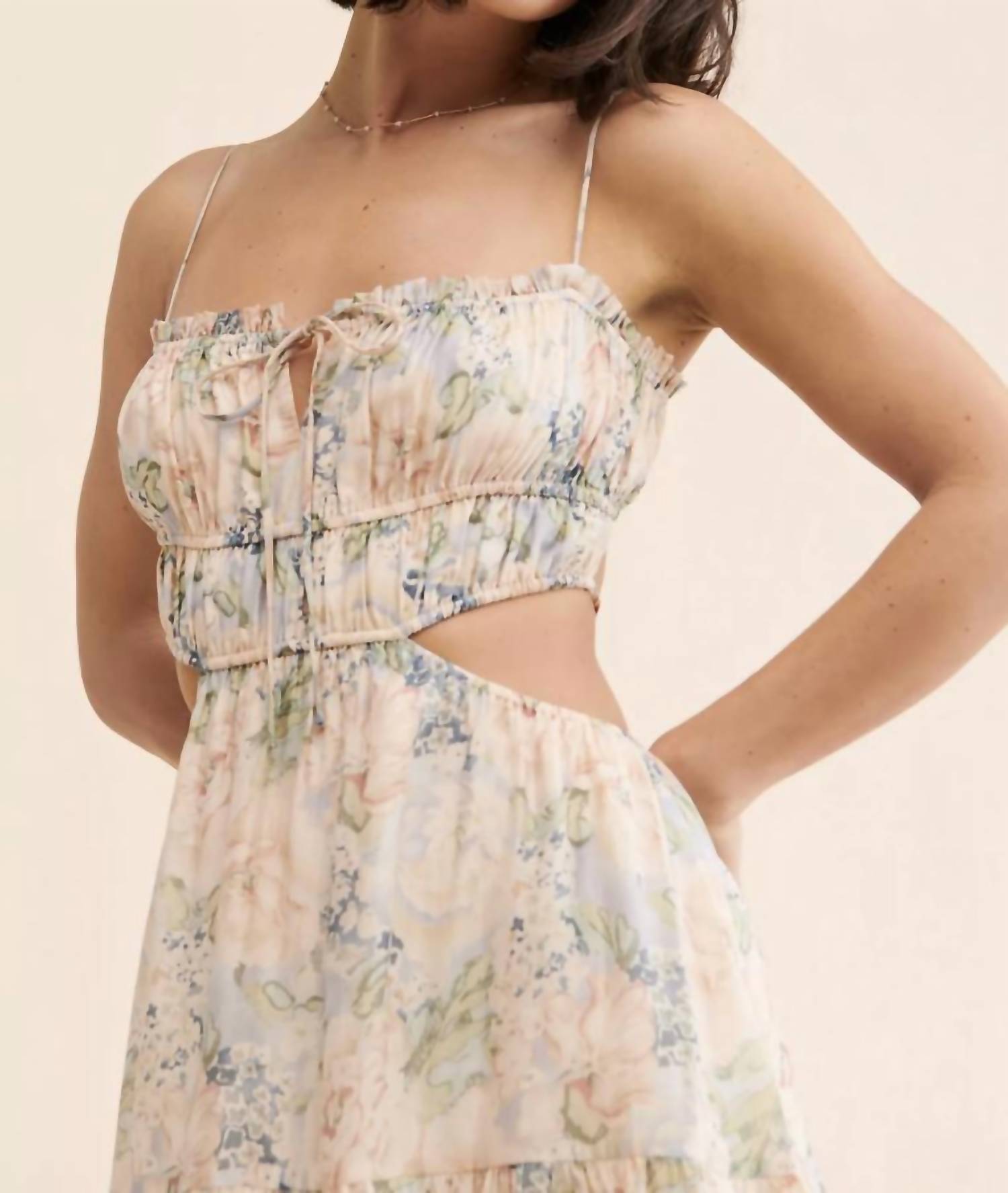 ASTR Odina Floral Maxi Dress in blue orange multi - women's dress