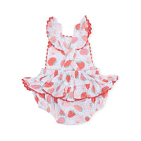 Angel Dear - Girls Strawberry Bliss Muslin Ric Rac Sunsuit