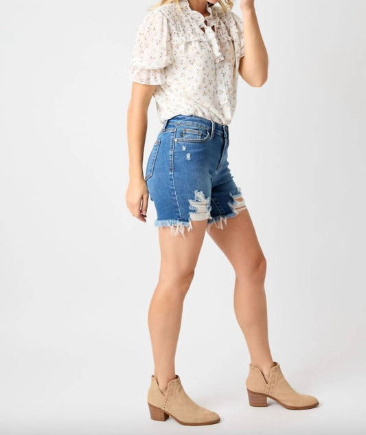 Judy Blue - Destroyed Fray Hem Jean Shorts