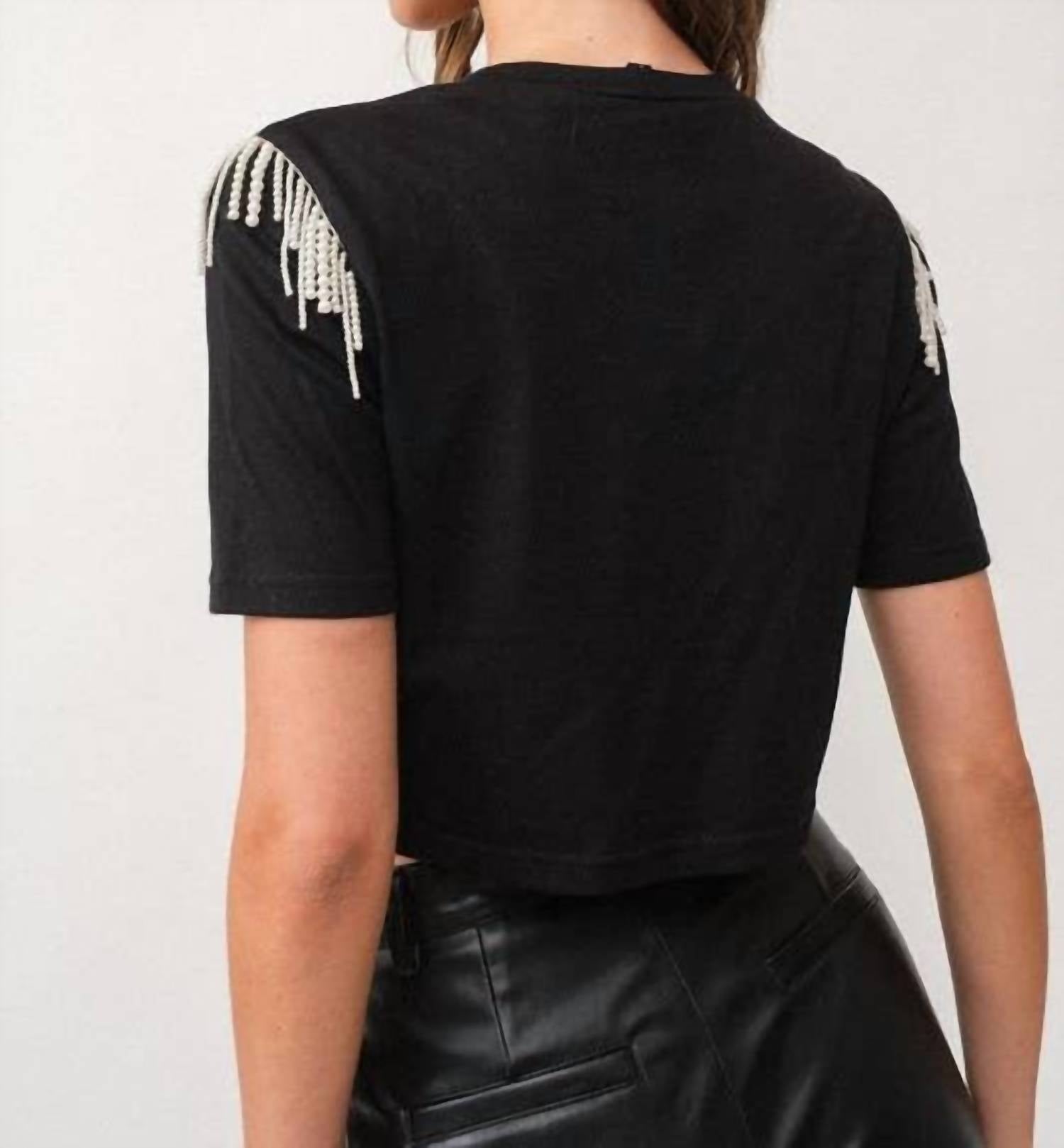 Papermoon - Pearl Fringe Detailed Crop Top