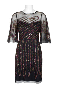 Aidan Mattox - Women's Embellished Keyhole Back Mesh Dress