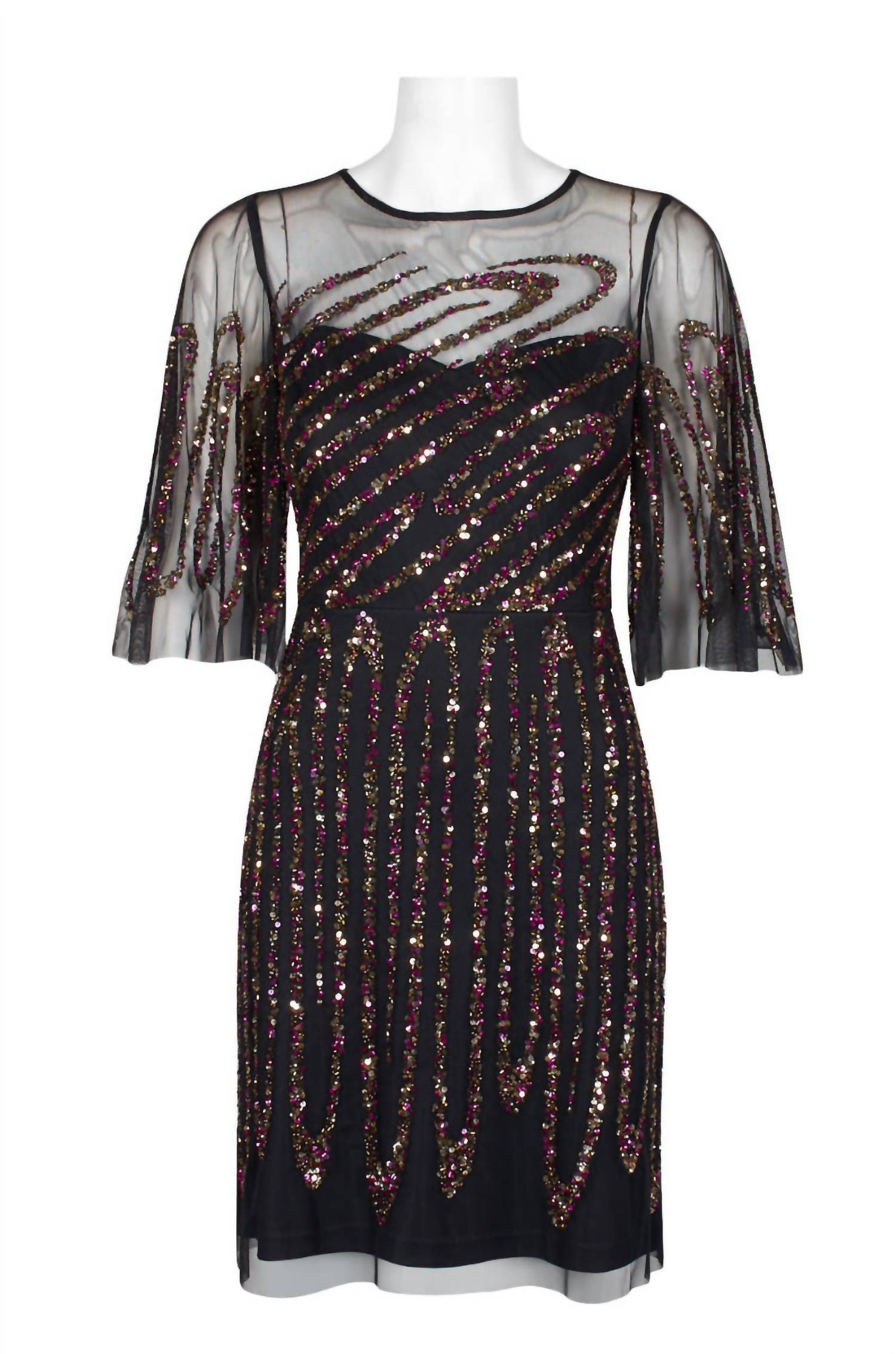 Aidan Mattox - Women's Embellished Keyhole Back Mesh Dress