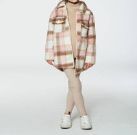 Deux par Deux Rib Hooded Tunic Top in beige - kids' hooded top