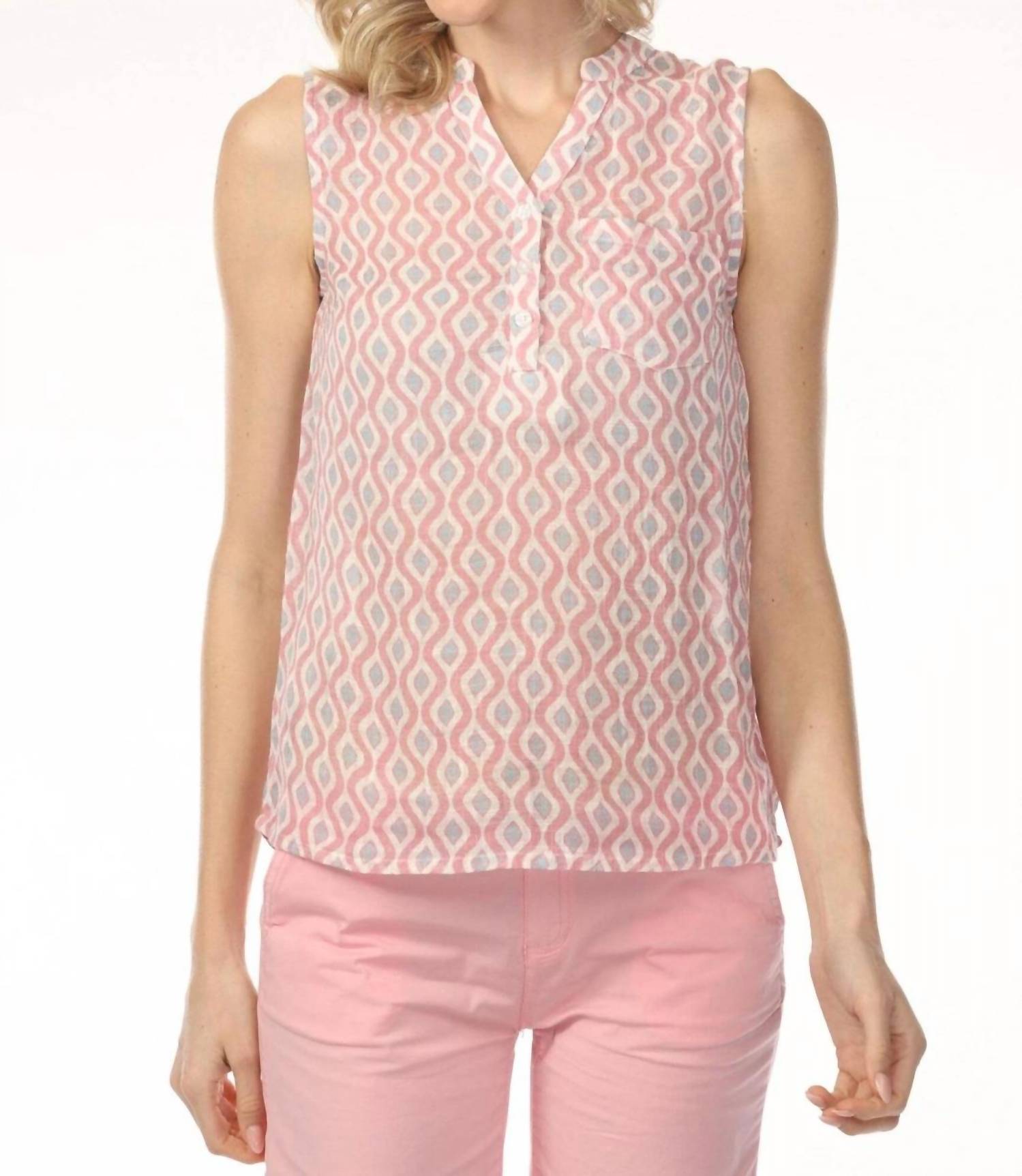 CHARLIE B Hi-lo Shirt in waves - women's tank top