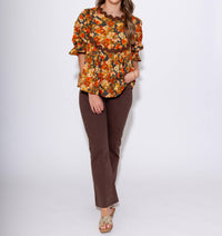 Ivy Jane Autumn Bloom Peplum Top in orange - women's blouse - view 4