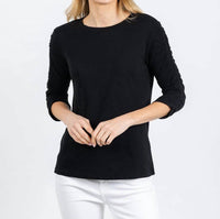 Elliott Lauren - Crissy Crew Neck Ruched Sleeve Tee