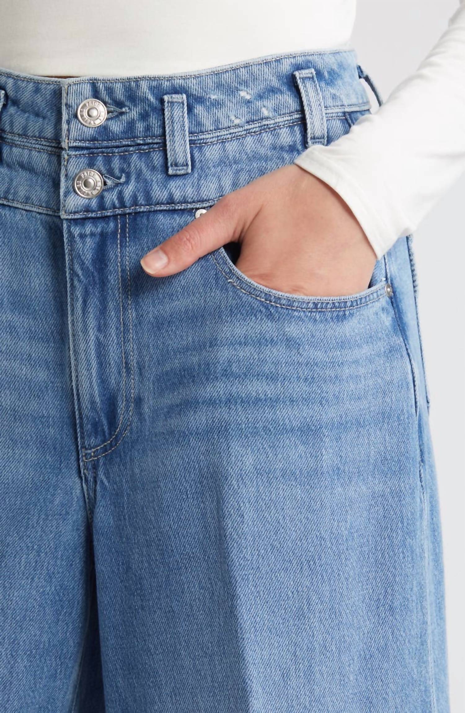 Paige - Portia Double Waistband Wide Leg Jeans