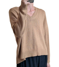 Minnie Rose - Cotton Cashmere Boxy V Neck Sweater