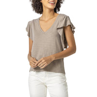 Lilla P Women's Flutter V Neck Top - women's blouse