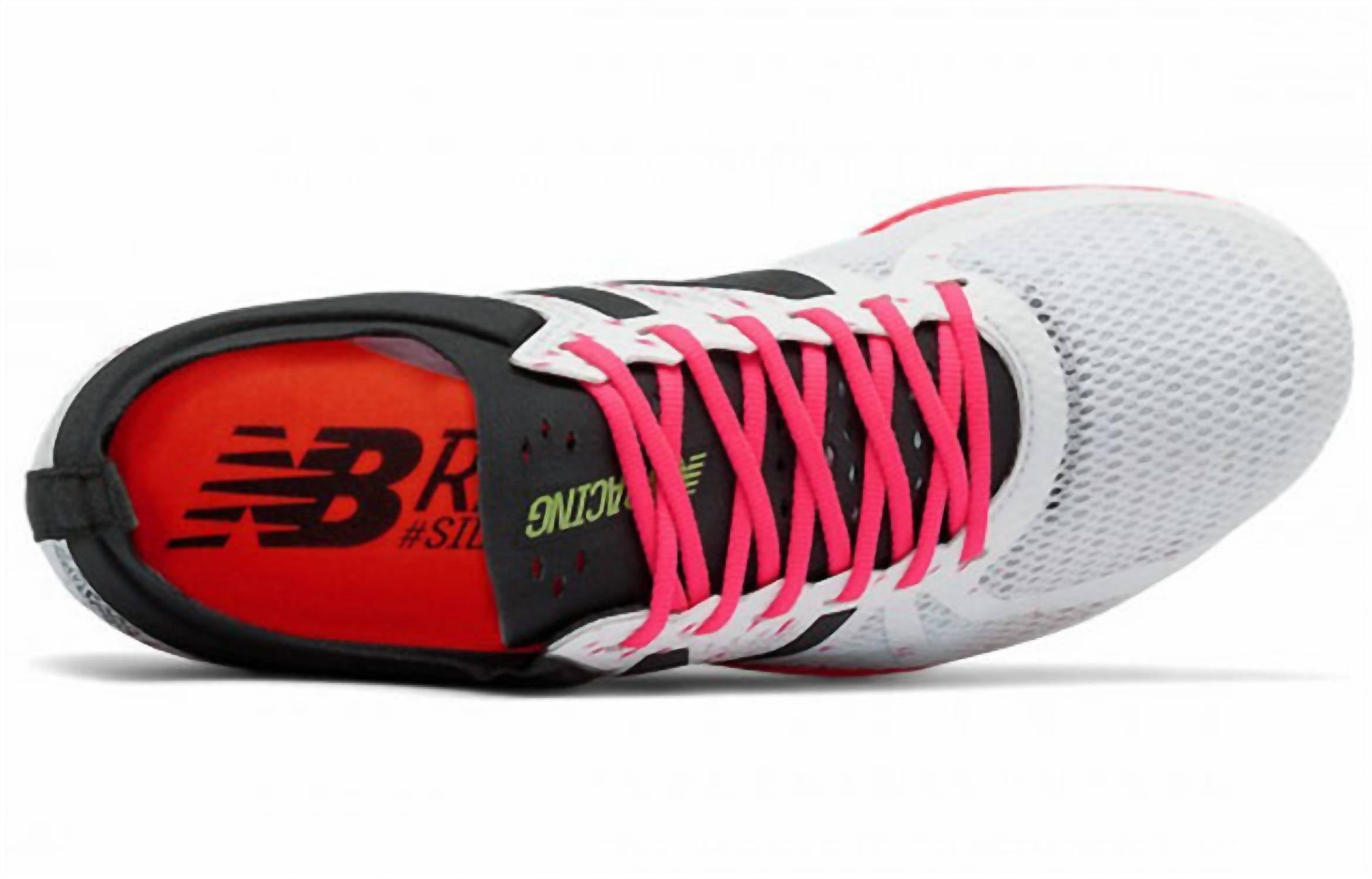 New Balance Women's Ld5000 V4 Spike Shoes in white pink - women's shoe - alternate view