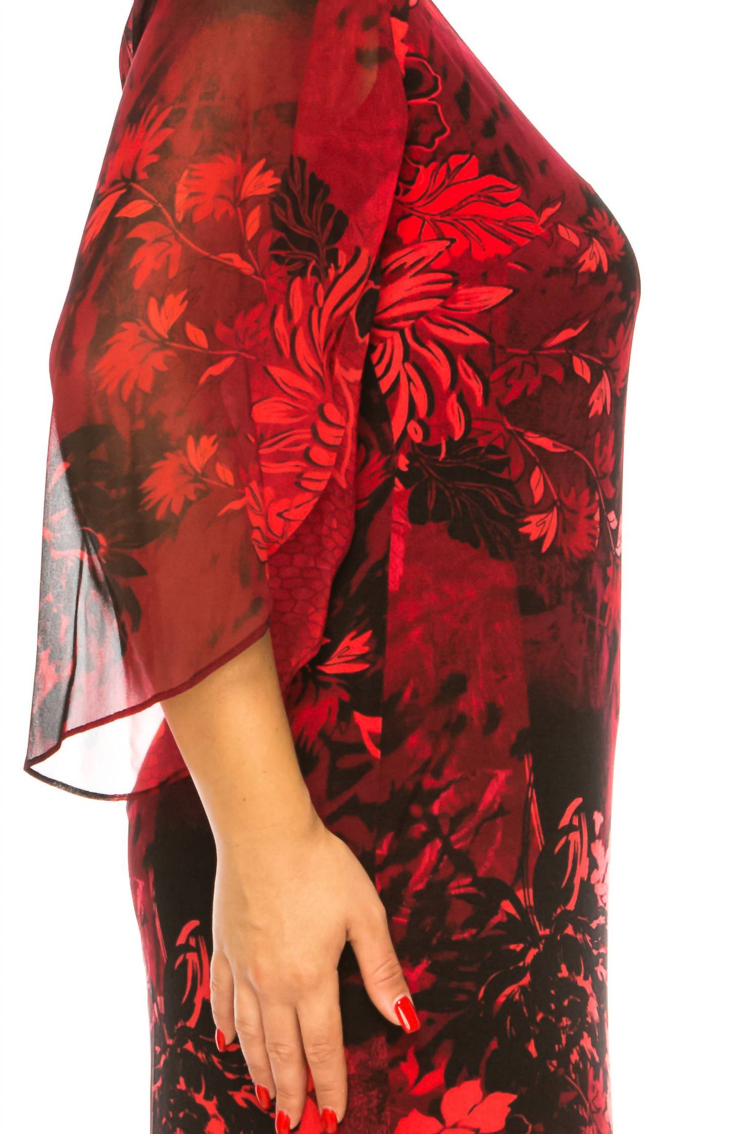Connected Apparel - Floral 3/4 Split-sleeve Dress