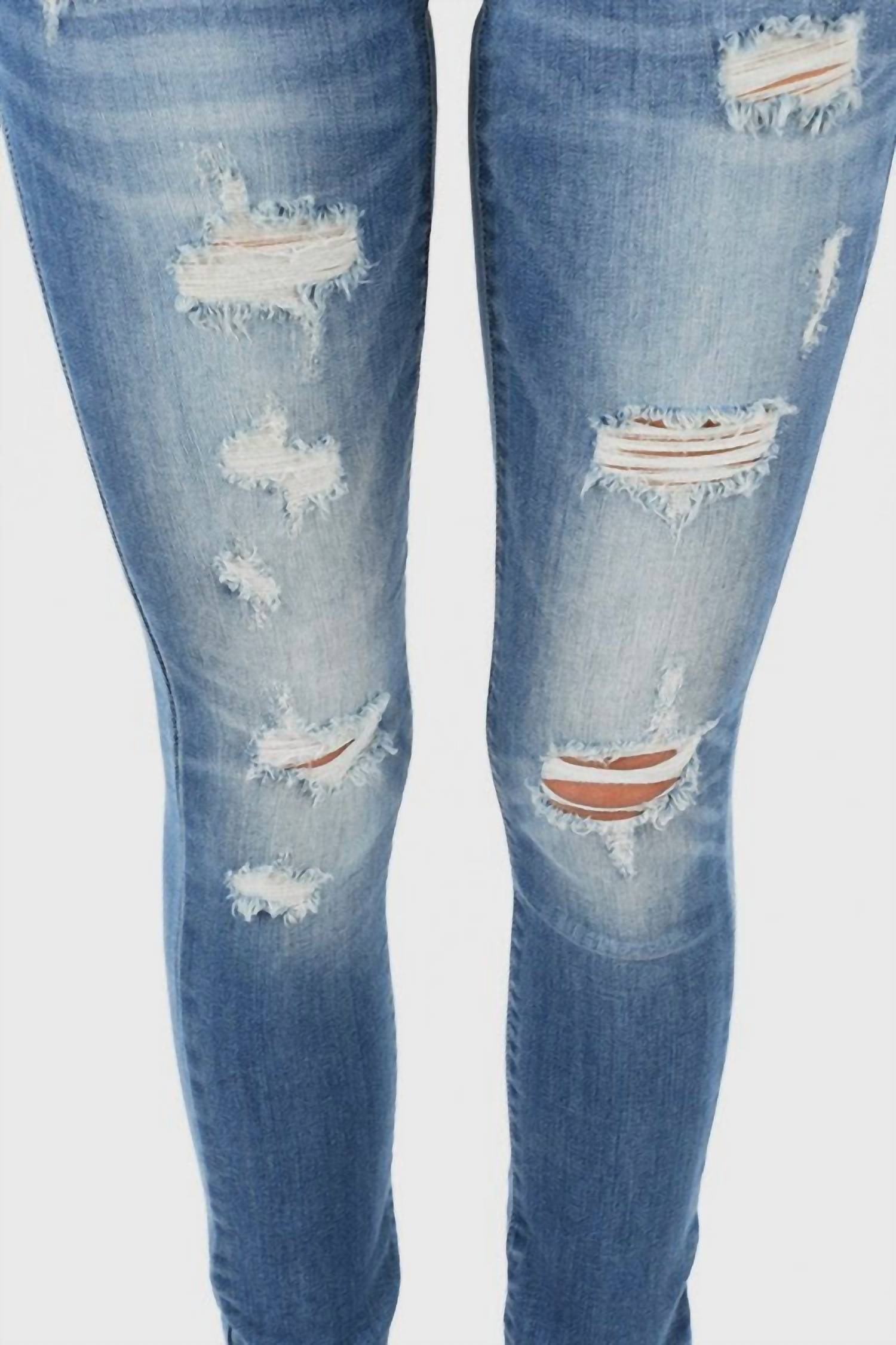 Judy Blue Bootyfull Destroyed Skinny Jean - Plus in blue - women's jeans - alternate view