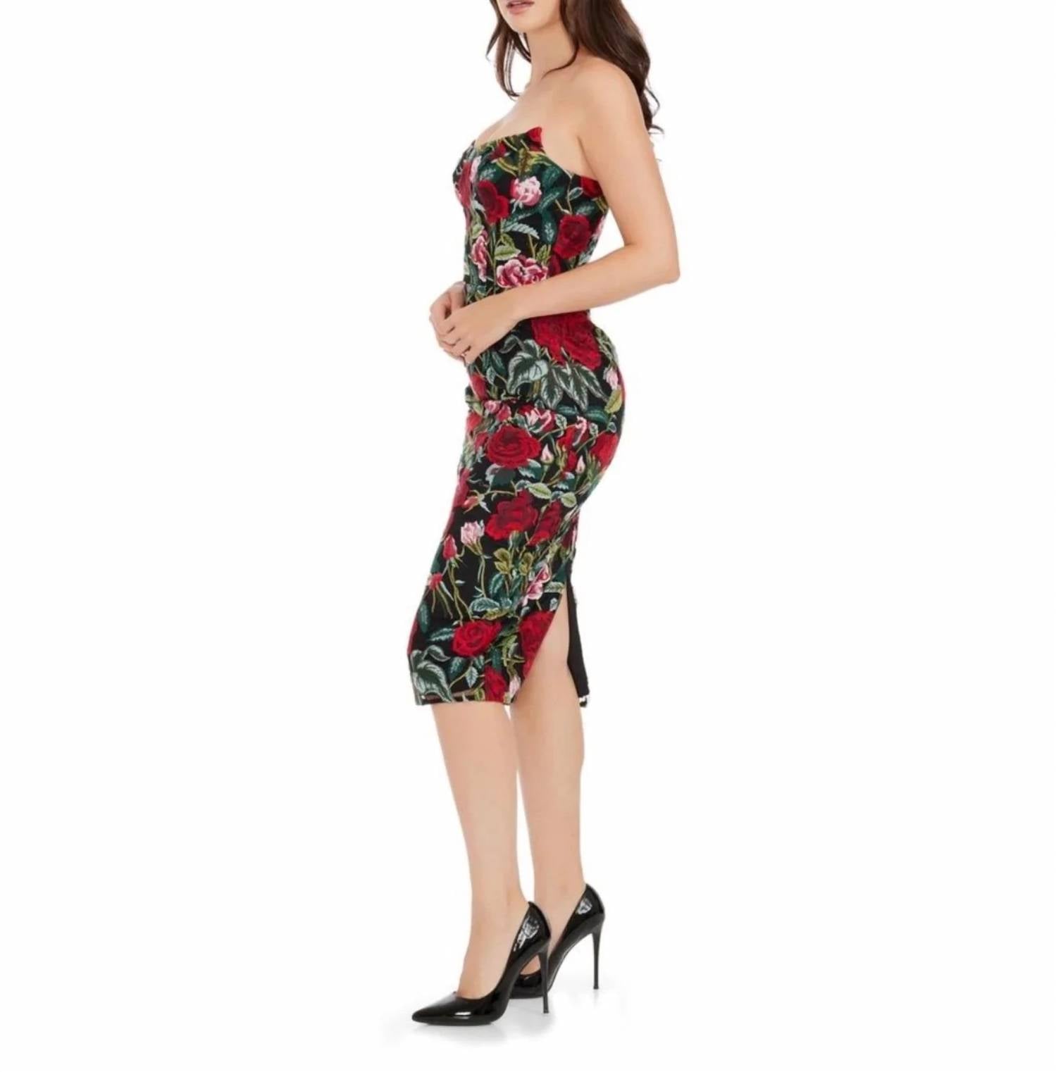 Dress The Population - Floral Embroidered Bodycon Dress