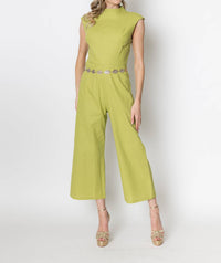 ZETAYE Celeste Linen Cotton Jumpsuit in green - women's pants