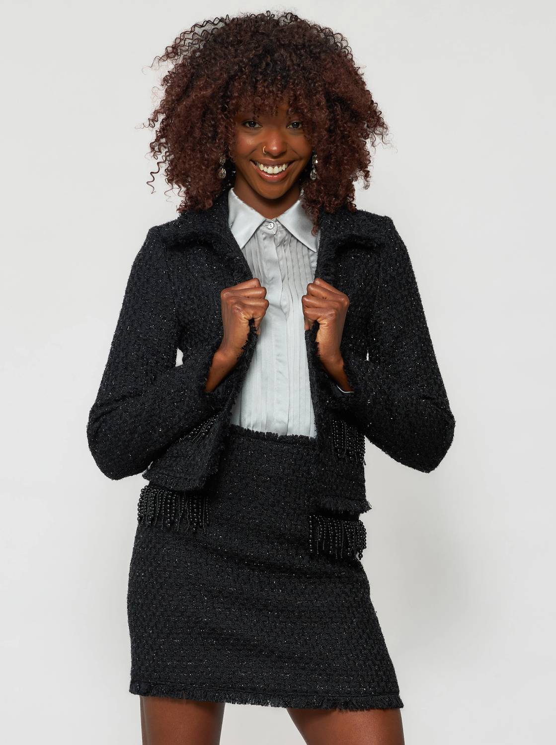 Solgo Atelier - Tia Shimmering Bouclé Crop Jacket