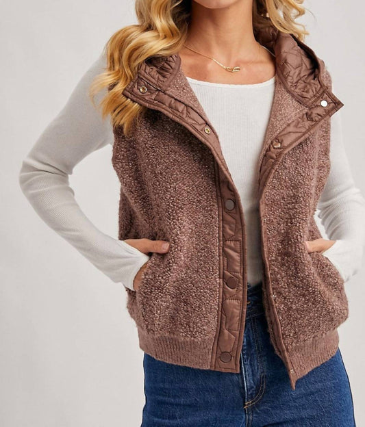 Bluivy - Button Down Sherpa Fleece Quilted Hood Vest