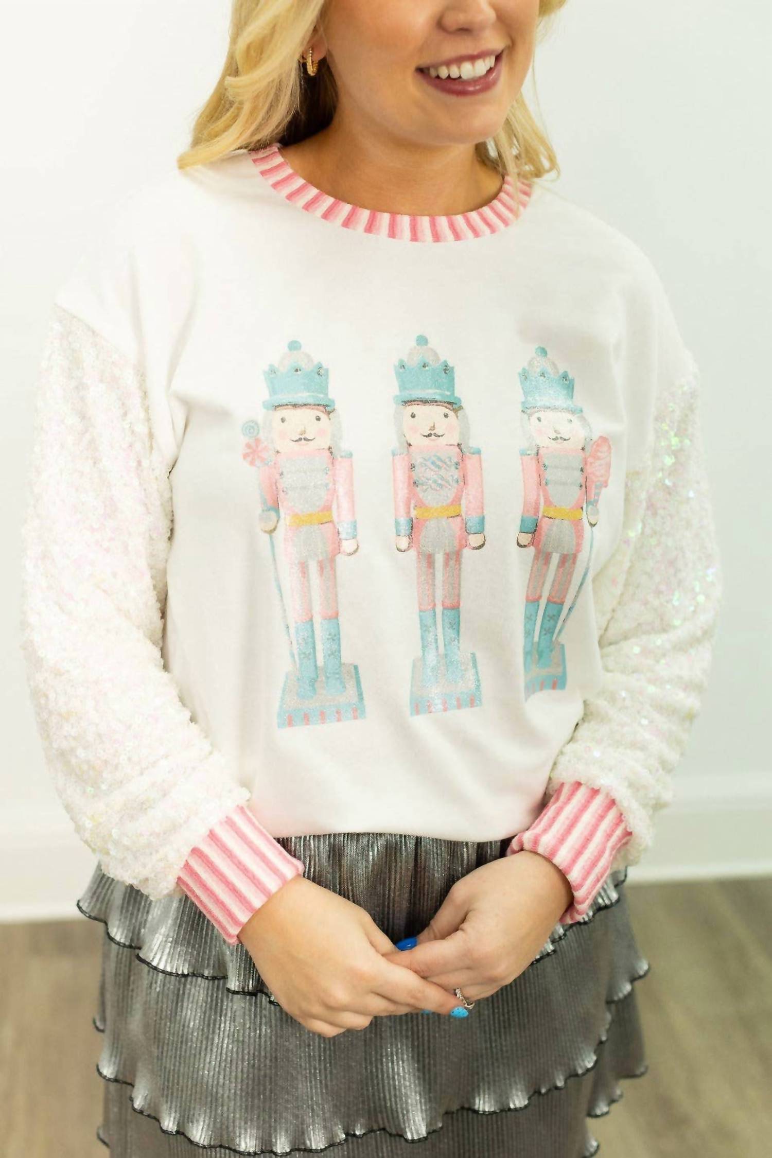 Grace + Emma - Nutcracker Sequin Sleeve Top