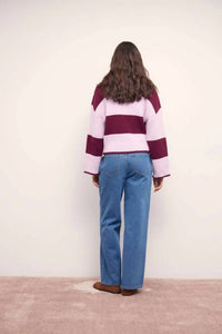 MINKPINK Freja Stripe Chunky Knit Sweater in violet - women's sweater - alternate view