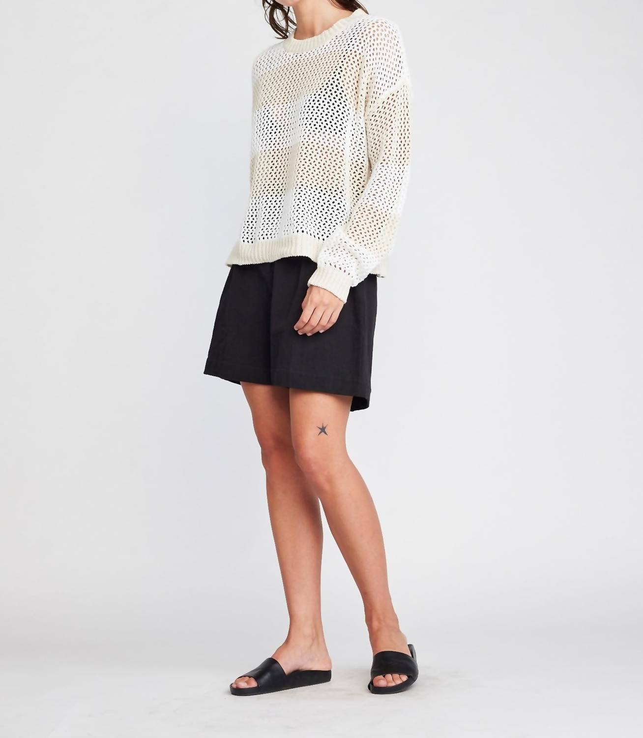 Self Contrast - Alanna Long Sleeve Fishnet Sweater