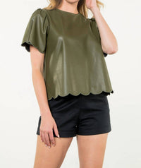 Thml - Short Sleeve Leather-like Top
