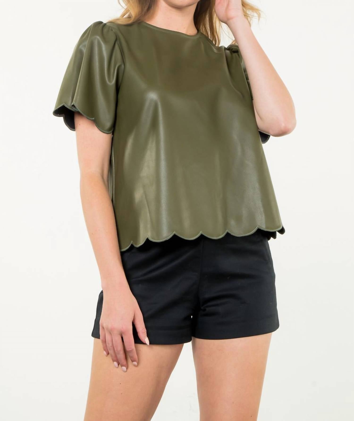 Thml - Short Sleeve Leather-like Top