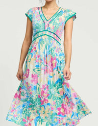Current Air - Bloom V-neck Midi Dress