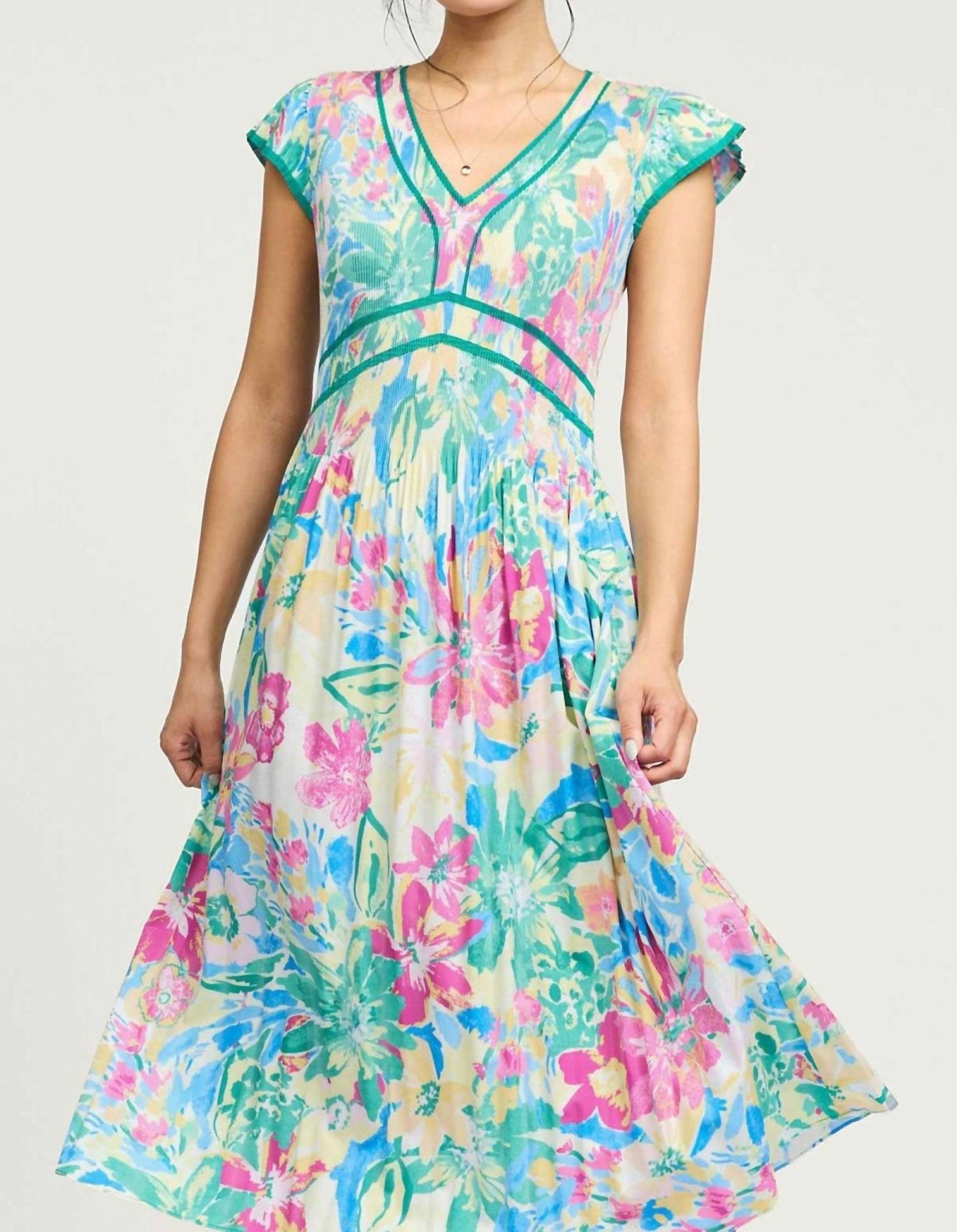 Current Air - Bloom V-neck Midi Dress