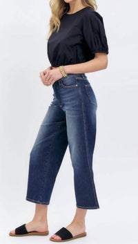 Judy Blue - Tummy Control Crop Wide Leg Jeans