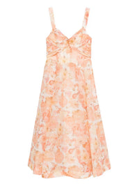 Zimmermann Rebellion Drape Midi Dress in golden bloom - women's dress - detail view