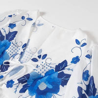 Rosa Clothing - Floral Front Tie Blouse