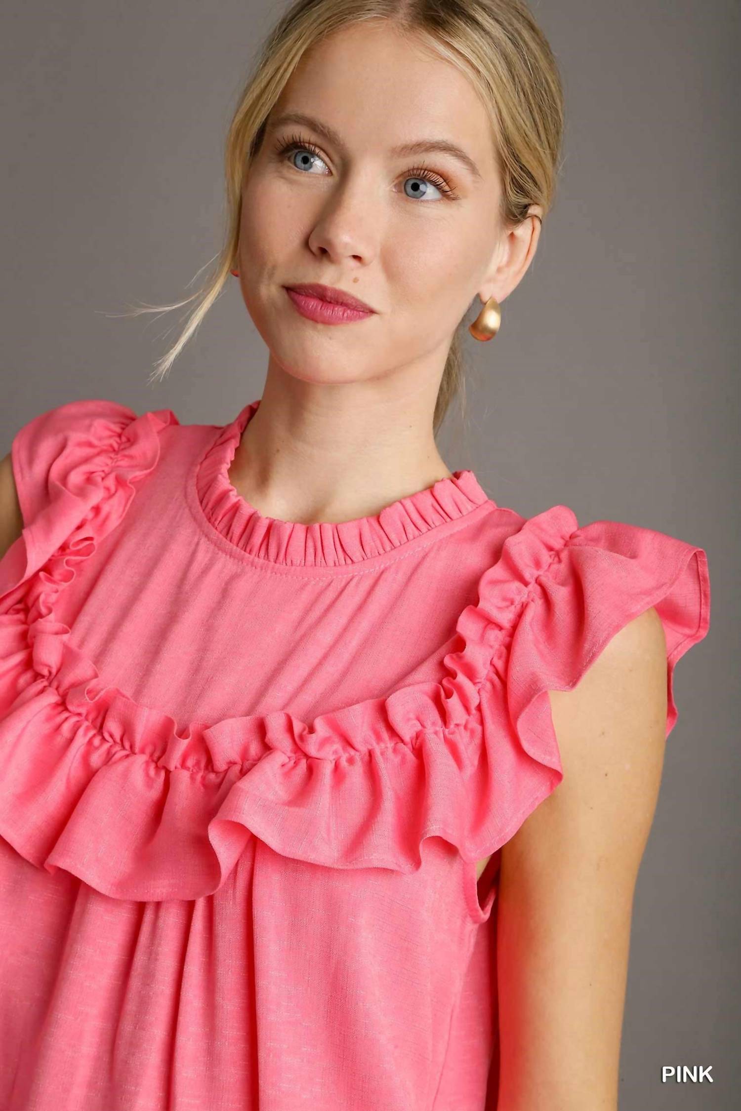 Umgee - Ruffle Trim Boxy Sleeveless Top