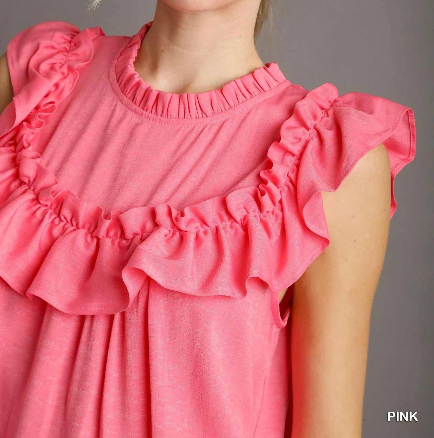 Umgee - Ruffle Trim Boxy Sleeveless Top