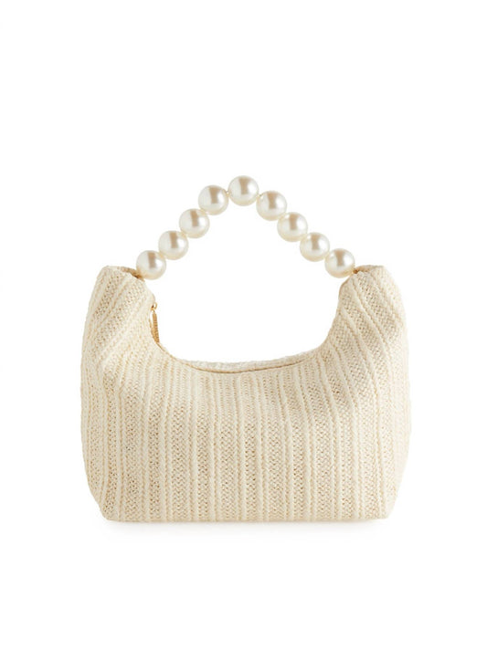Shiraleah - Women's Pearl Embellished Woven Purse