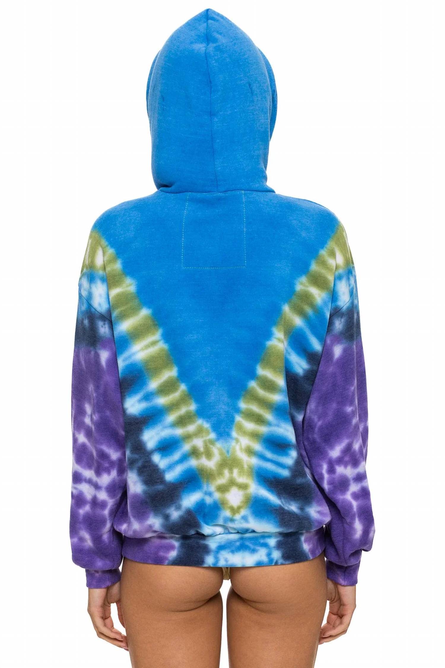 AVIATOR NATION Unisex Hand Dyed V Relaxed Pullover Hoodie in ocean purple - women's top - view 4