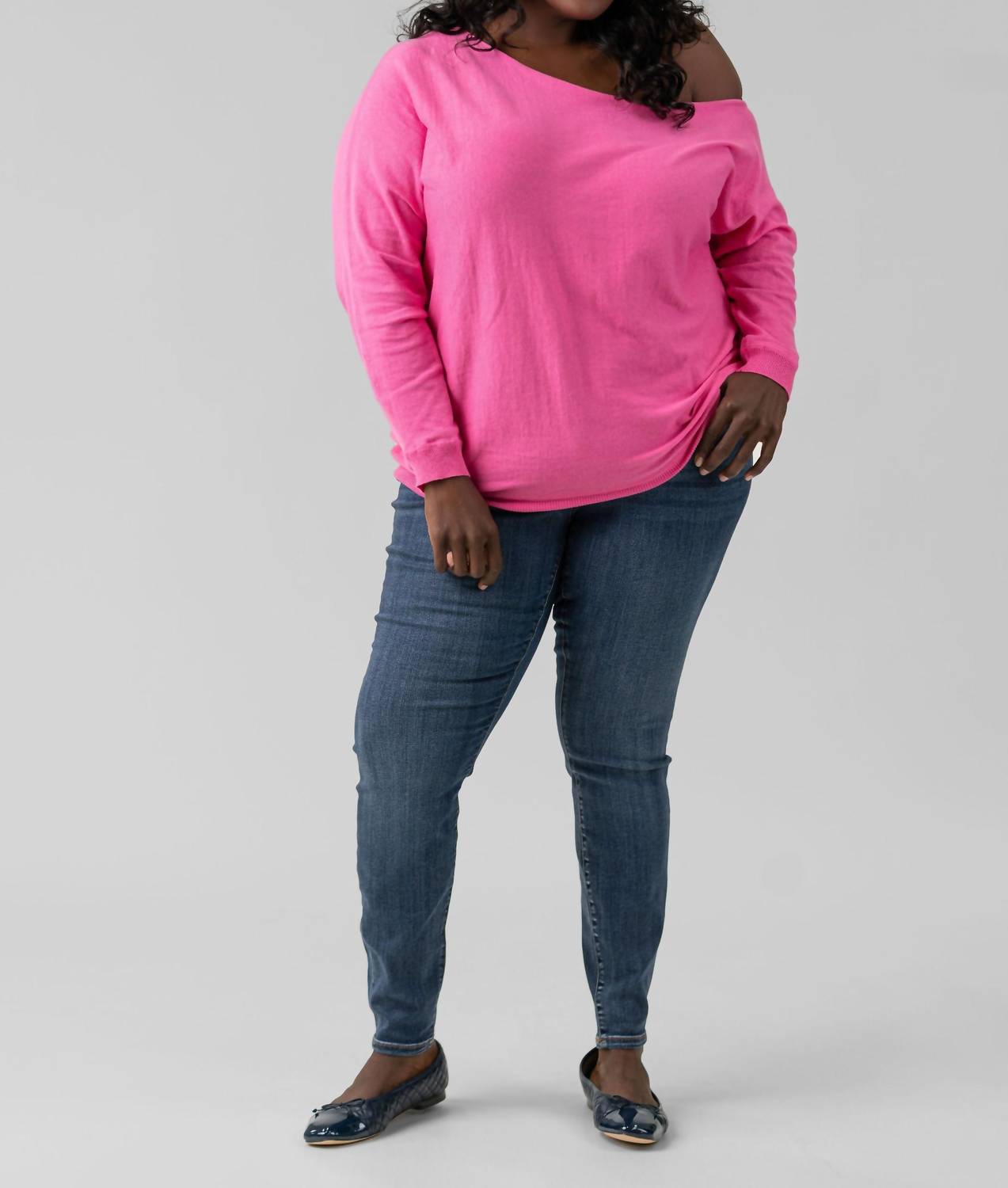 Minnie Rose - Cotton Cashmere Top - Plus